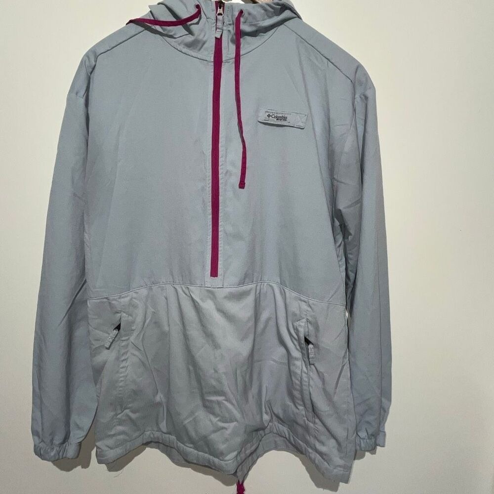 Columbia Men's Light Blue Challenger Anorak‎ Hooded Windbreaker Jacket Small
